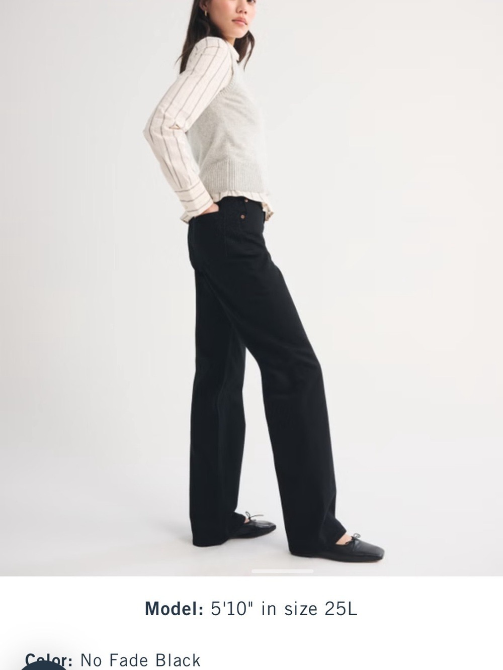 Abercrombie & Fitch 90s Relaxed High Rise Jeans 28 Extra Long Black Straight Leg